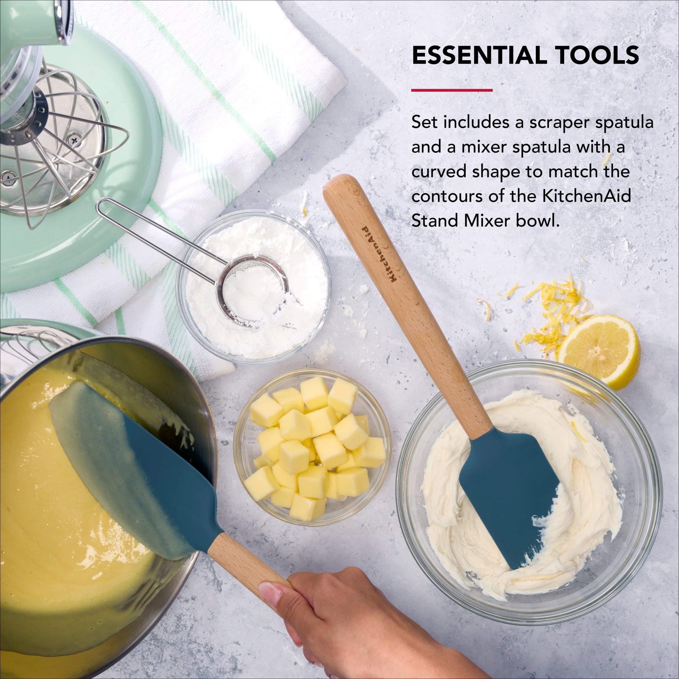 Durable Steel 2-Piece Silicone Mixing Spatula and Scraper Set for Cooking, Agave - Heavy Duty Stainless Steel Kitchen Shears Detail