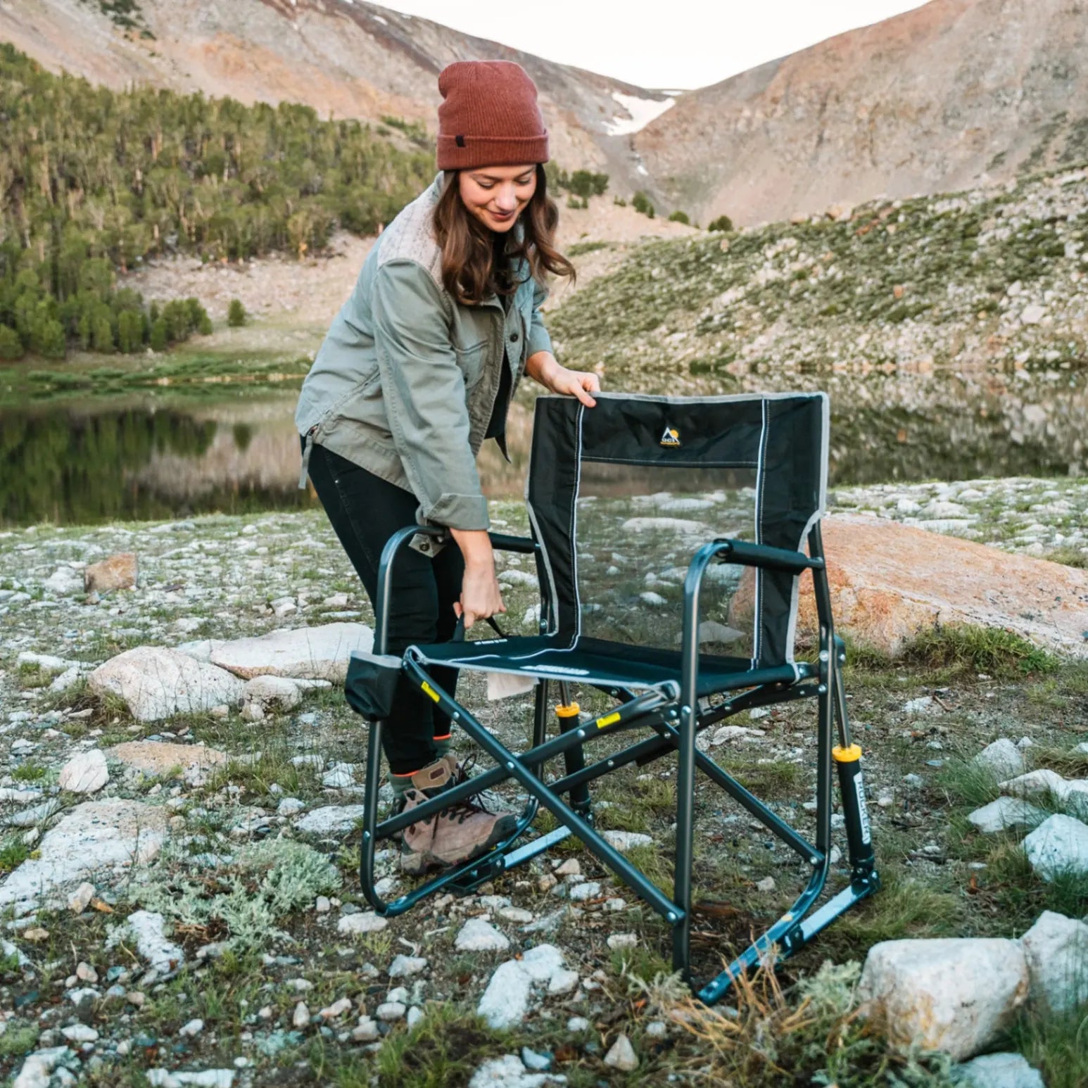 Patented Spring-Action Freestyle Rocker - Choice 711 - Heavy-Duty Kickback Rocker with Beverage Holder Detail