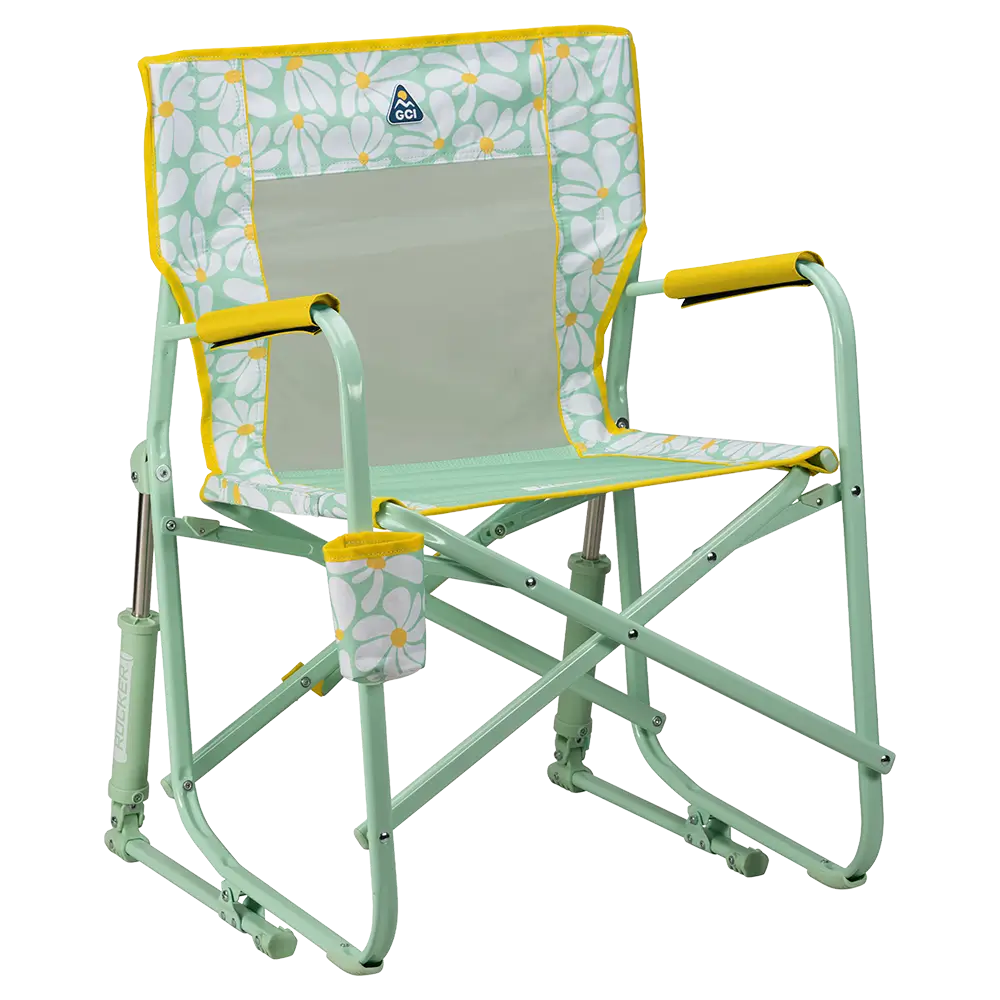 Patented Spring-Action Freestyle Rocker - Choice 711 - Heavy-Duty Kickback Rocker with Beverage Holder - Green/Yellow