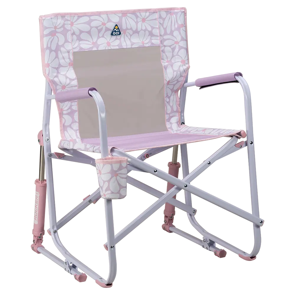 Patented Spring-Action Freestyle Rocker - Choice 711 - Heavy-Duty Kickback Rocker with Beverage Holder - Pink/Purple