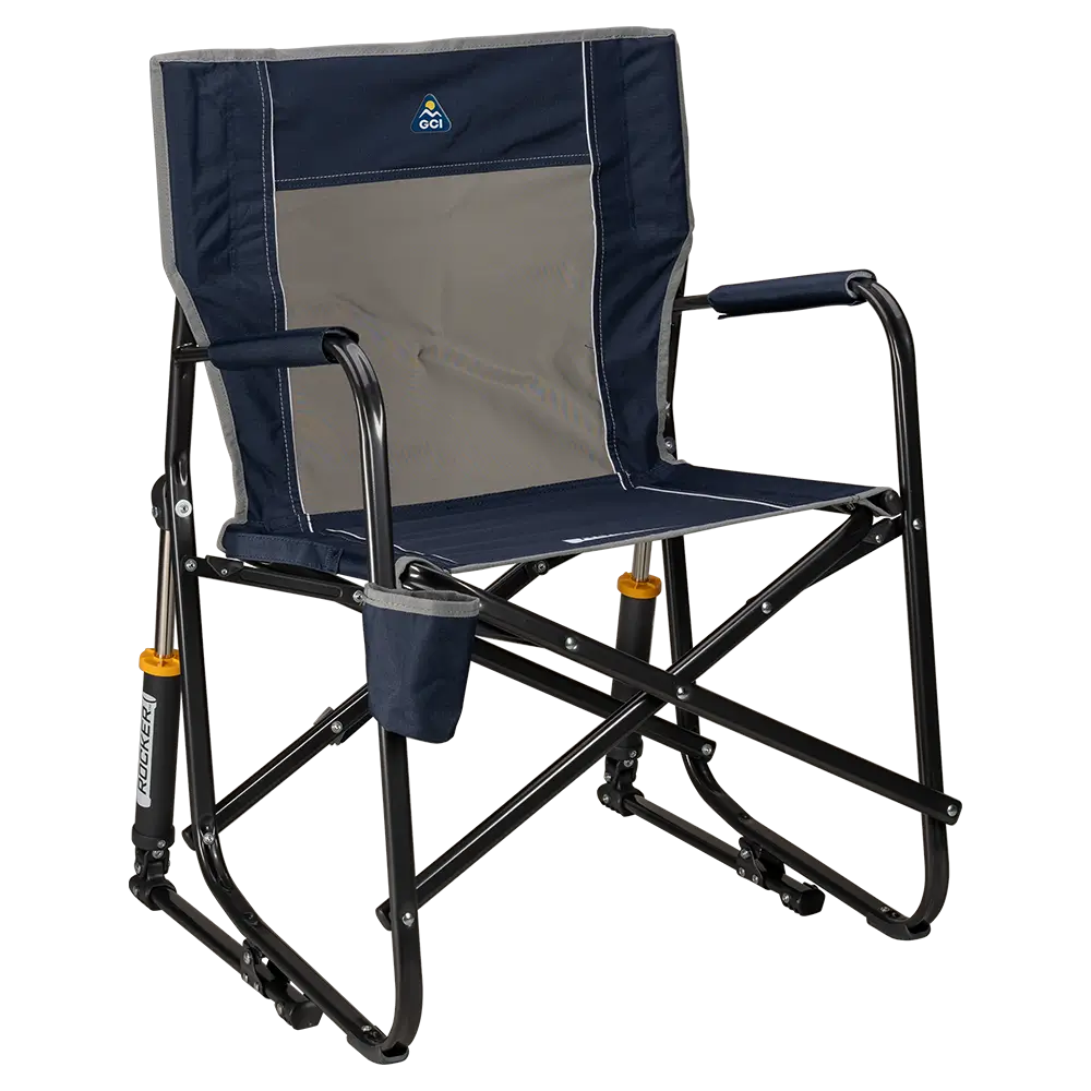 Patented Spring-Action Freestyle Rocker - Choice 711 - Heavy-Duty Kickback Rocker with Beverage Holder - Indigo