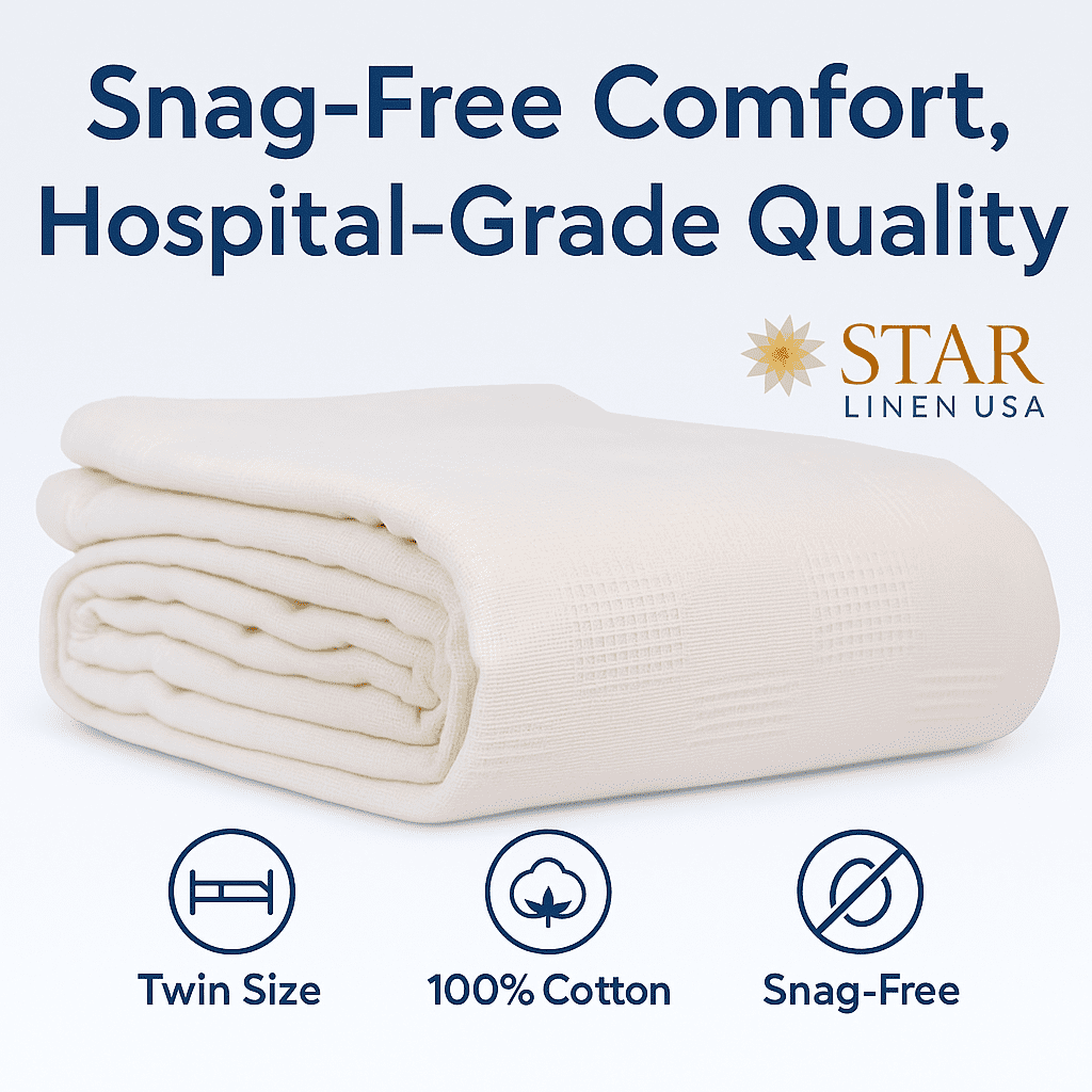 Super Soft Flannel Hospital Thermal Blanket Throw Snag Free | 100% Cotton | Twin 66"x90" | White (1) - Luxury Knitted Decorative Throw Blanket with Fringes Detail