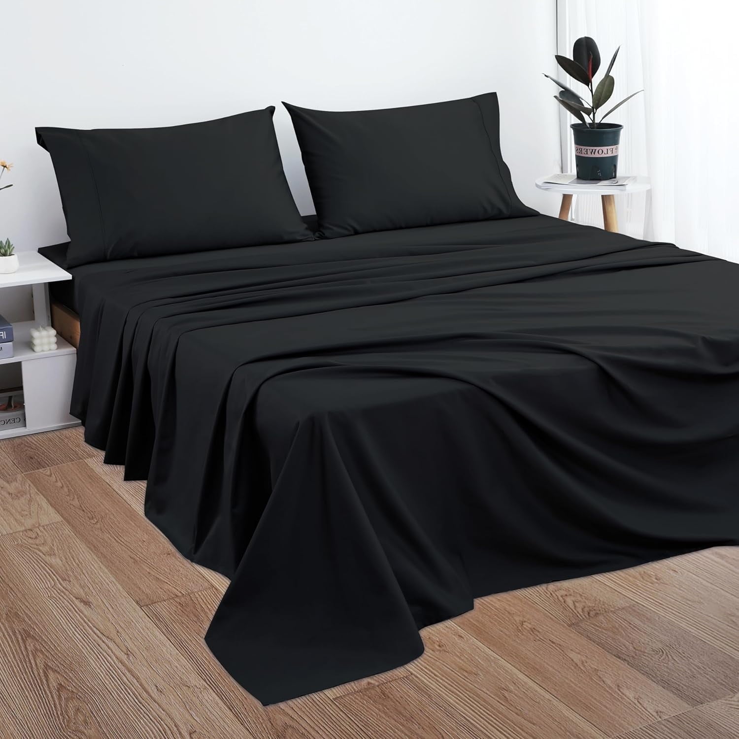 Breathable Luxury Sheet Only, 600 Thread Count 100% Egyptian Top Sheet 1Pcs, Cool & Breathable Bed Sheets Wrinkle, Fade, Stain Resistan... - Luxury Bed Sheet Set with Deep Pockets Detail