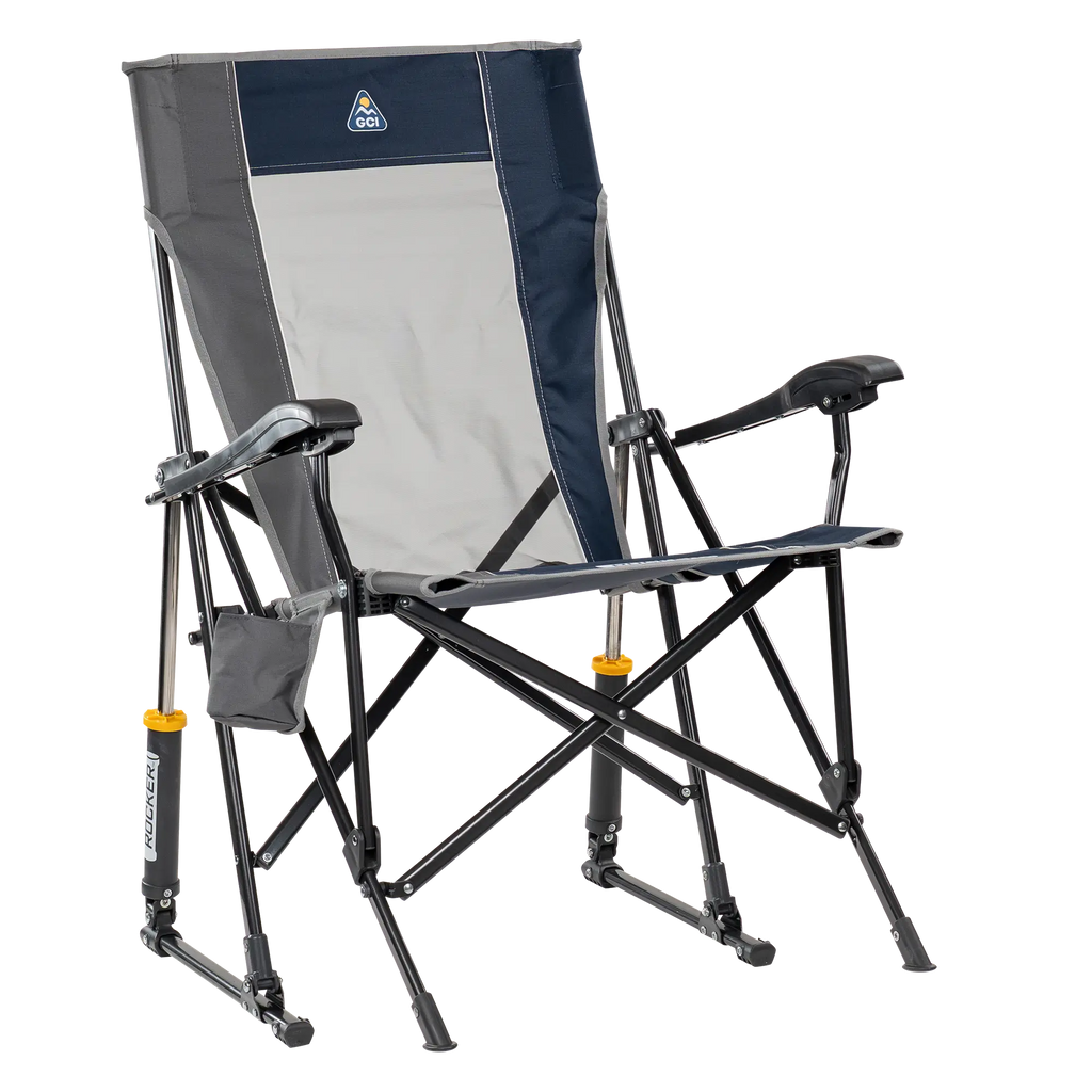 Premium All-Weather RoadTrip Rocker - Choice 855 - Patented Spring-Action Rocking Chair for Camping - Indigo