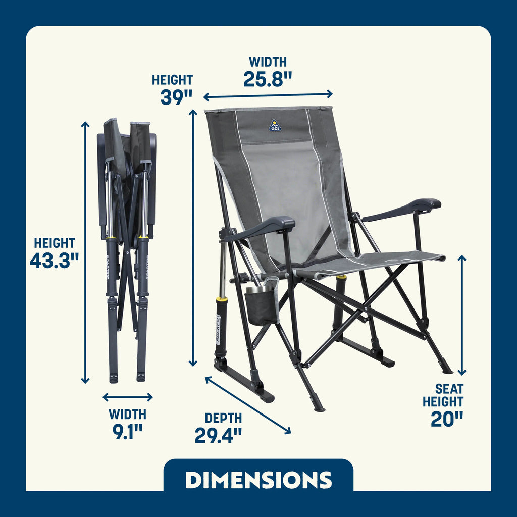 Premium All-Weather RoadTrip Rocker - Choice 855 - Patented Spring-Action Rocking Chair for Camping Detail