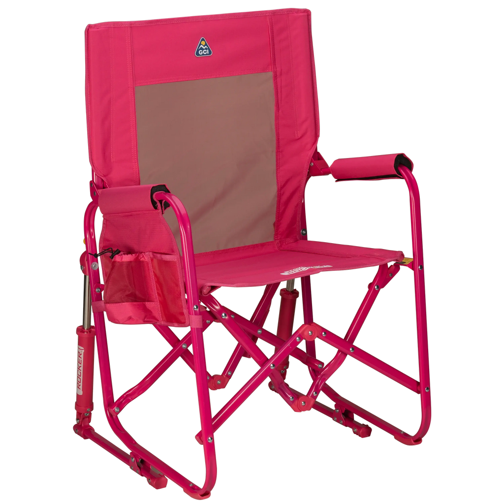 Smooth Motion Stowaway Rocker - Choice 794 - Patented Spring-Action Rocking Chair for Camping - Bright Pink