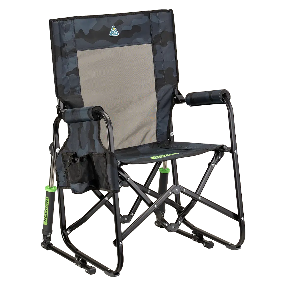 Smooth Motion Stowaway Rocker - Choice 794 - Patented Spring-Action Rocking Chair for Camping - Stealth Camo