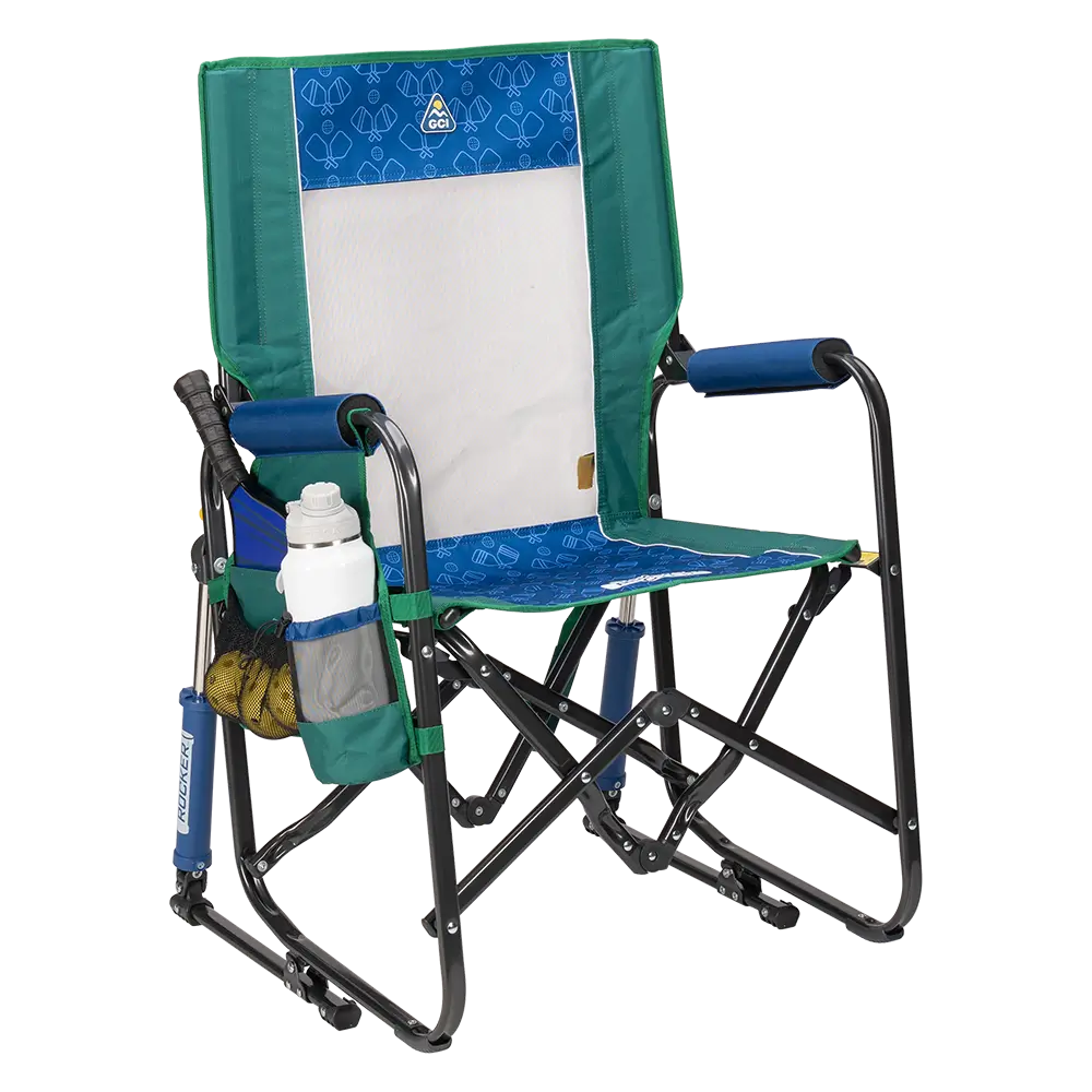 Smooth Motion Stowaway Rocker - Choice 794 - Patented Spring-Action Rocking Chair for Camping - Pickleball Green
