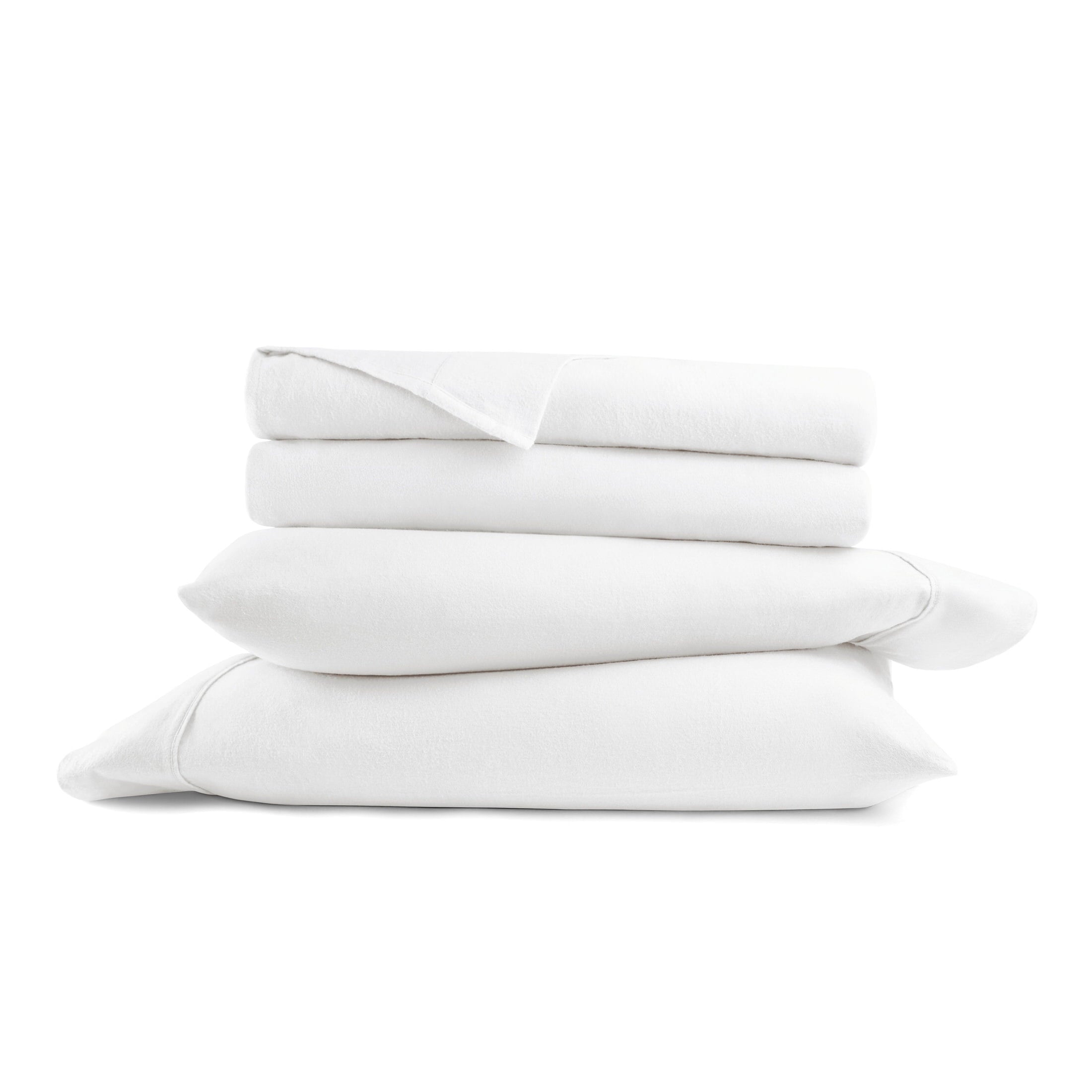 Cooling Sateen 100% Cotton Flannel Bed Sheets Set for Full Size Bedding in White - Luxury Bed Sheet Set with Deep Pockets Detail