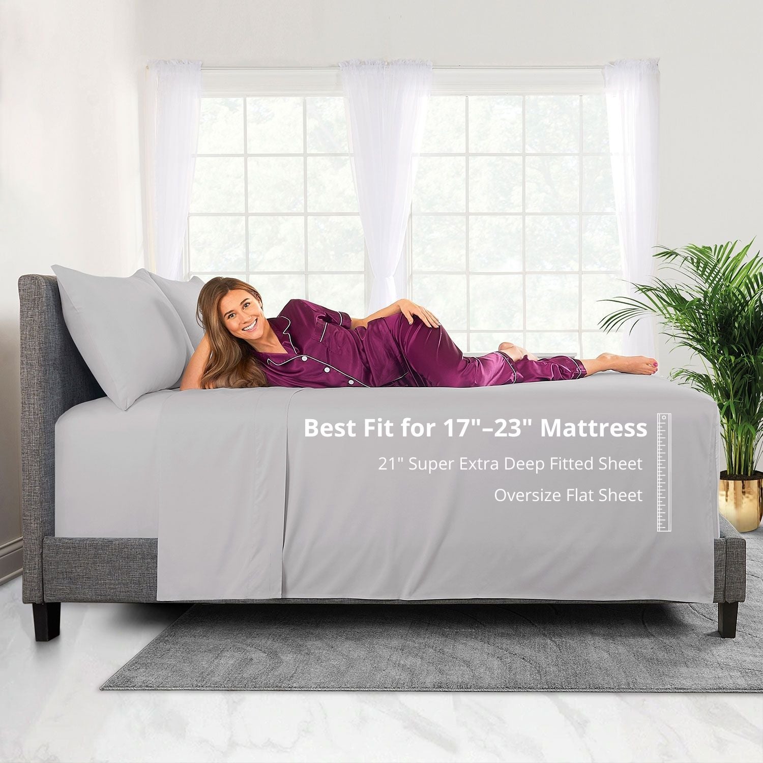Premium Egyptian Cotton Bedding 21” King Extra Deep Pocket Sheets - Deep King Fitted Sheet - Super And Ultra Deep Sheet - For Deep Mattress -... - Breathable Egyptian Cotton Flat & Fitted Sheets Detail