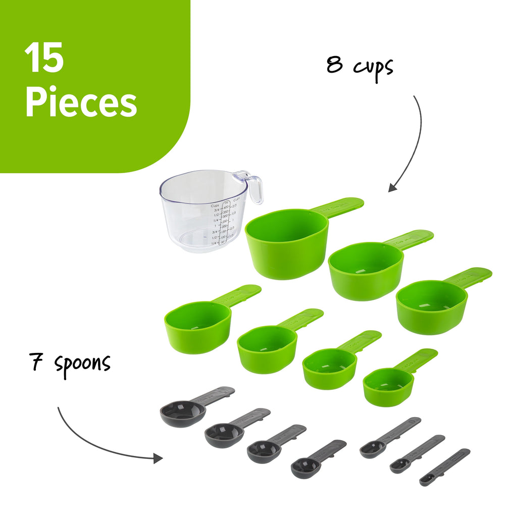 Ergonomic Manual 15 Piece Magnetic Measuring Set - Kitchen Gadget Tool for Quick Food Prep Detail