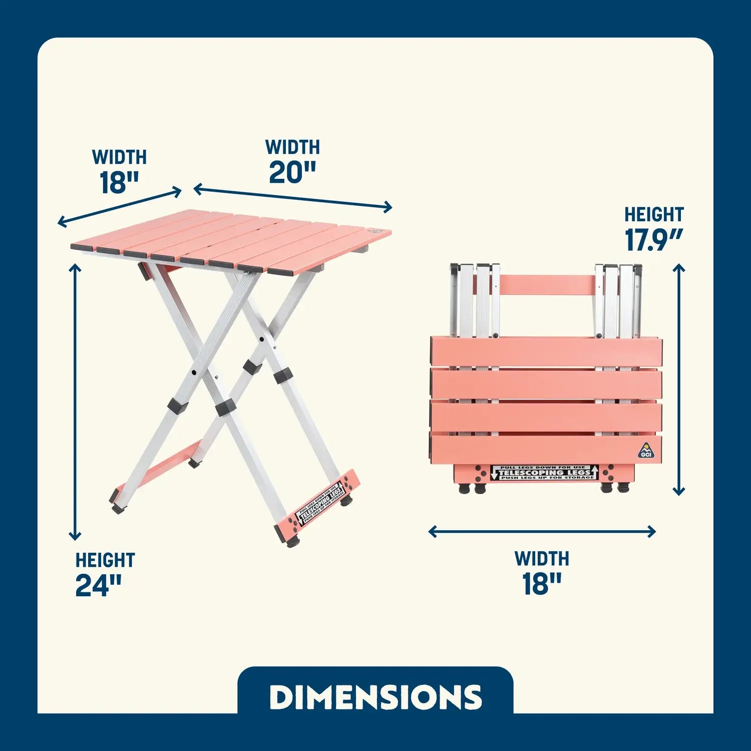 Portable Staging Compact Camp Table 20 - Choice 513 - Master Outdoor Kitchen Station for Tailgating & BBQ Detail