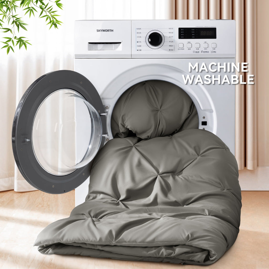 Heavyweight Warmth Queen Comforter Set, 7 Pieces Bedding Sets for All Season, Bed in a Bag with Pleated Comforter - Flat Sheet & Fitted ... - Luxurious Quilted Duvet Cover Set Detail