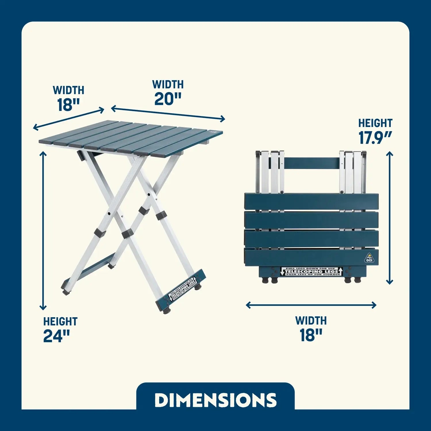 Portable Staging Compact Camp Table 20 - Choice 513 - Master Outdoor Kitchen Station for Tailgating & BBQ Detail
