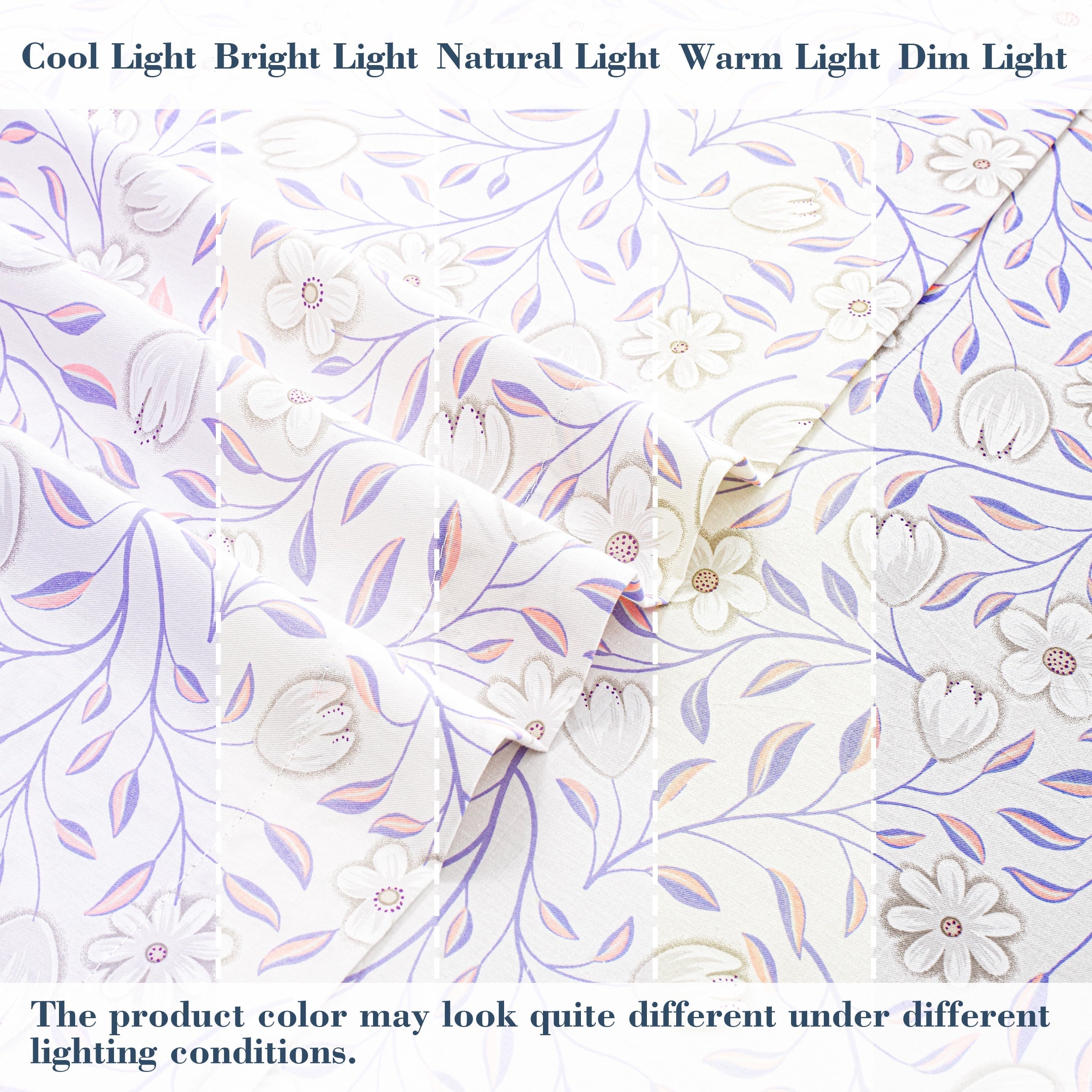 Premium Egyptian Cotton 100% Cotton Full Size Sheets,4 Piece Pure Percale Bed Sheets Set Deep Pocket Fits Mattress Upto 15",floral vine pattern - Breathable Egyptian Cotton Flat & Fitted Sheets Detail