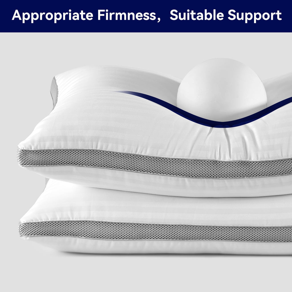 Ergonomic Memory Foam Bed Pillows for Sleeping, Queen Size Set of 2, Sandwich Mesh with Breathable Sides, Premium Medium pillows for Back, ... - Ergonomic Memory Foam Pillow for Neck Pain Support Detail
