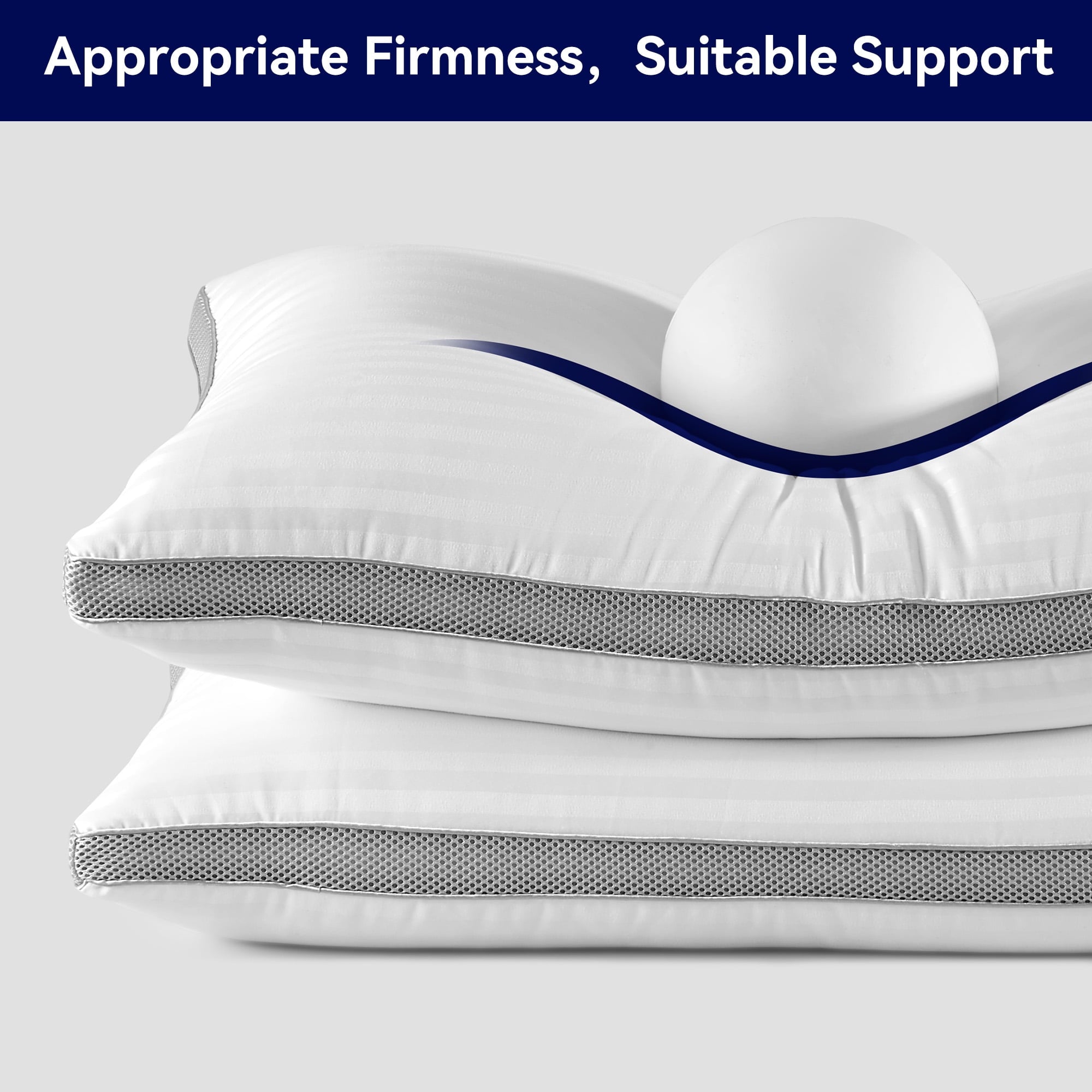 Ergonomic Memory Foam Bed Pillows for Sleeping, Queen Size Set of 2, Sandwich Mesh with Breathable Sides, Premium Medium pillows for Back, ... - Ergonomic Memory Foam Pillow for Neck Pain Support Detail