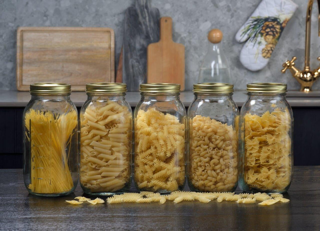 Playful Geometric 64 oz Mason Jars, Wide Mouth Half Gallon Canning Jars with Lids and Rings, 6-Pack Extra Large Glass Jars for Home Can... - Playful Star & Heart Shaped Geometric NeeDoh Detail