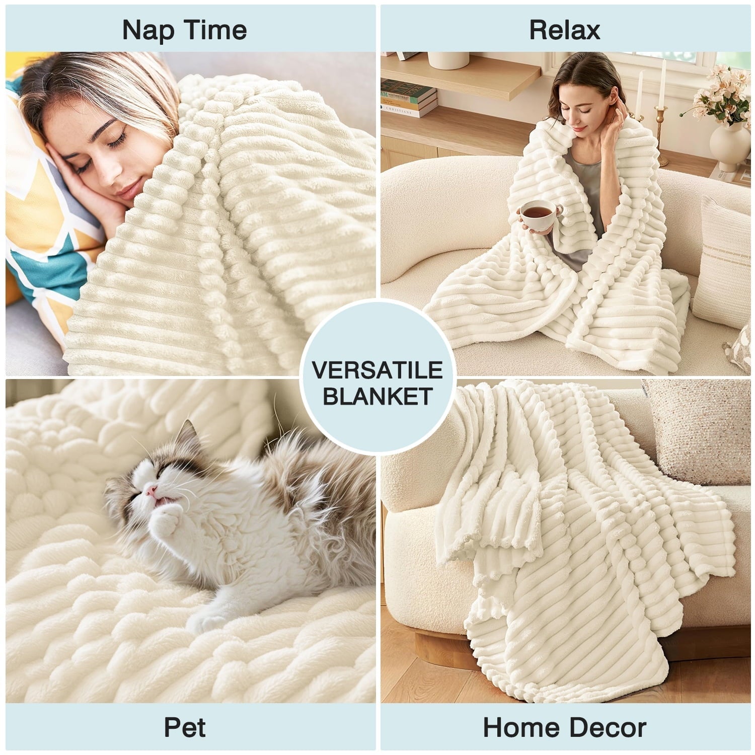 Super Soft Flannel Extra Soft with Strip, Plush Fuzzy Cozy Bed s and s for Couch,Bed,Sofa,Lightweight and Versatile s for Office Bedroom... - Super Soft Reversible Sherpa Flannel Blanket Detail