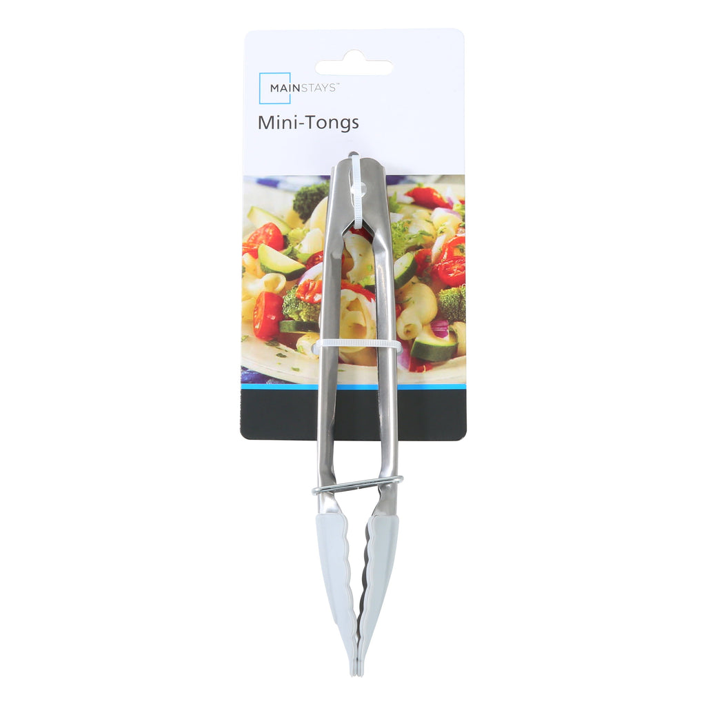 Chef-Quality Stainless Steel and Silicone Mini Food Tongs Grey - High-Precision Culinary Tool for Baking & Cooking Detail