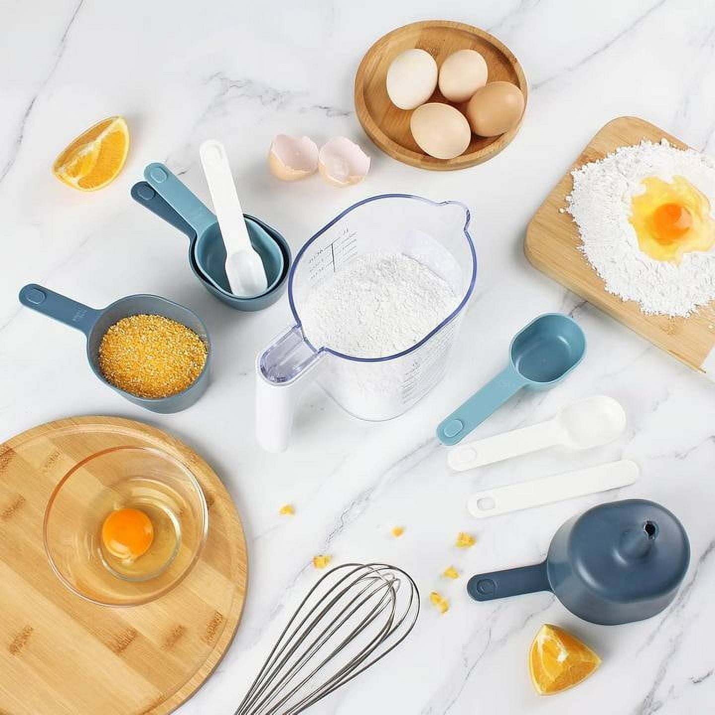 Premium Kitchen 9-Piece Stackable Measuring Set Kitchen Tools for Cooking, 7.48" L, Blue - Multi-Functional Manual Food Chopper & Slicer Detail