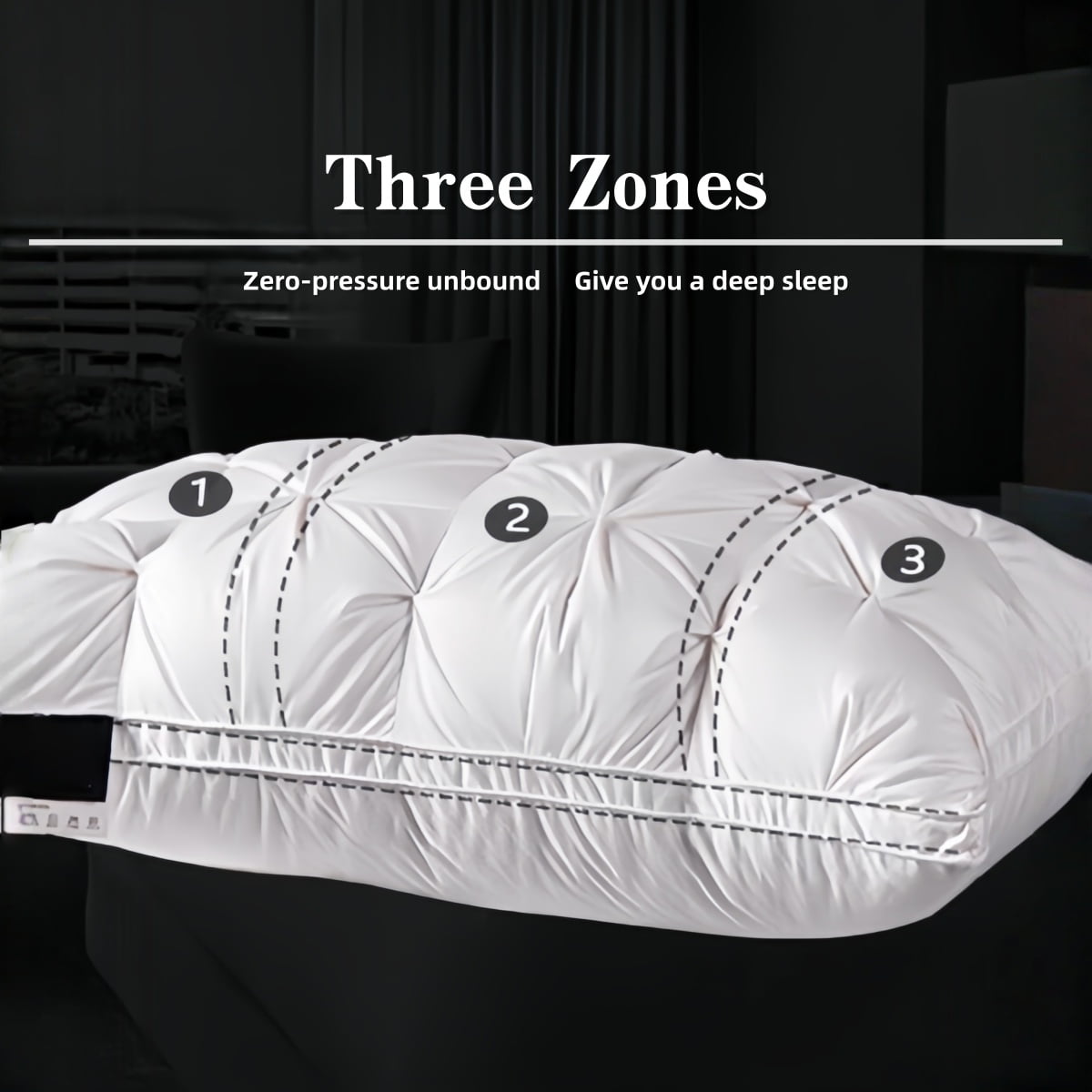 Fluffy Shredded 2-Pack 3-Line Grid Bed Pillow (20.1" x 13.97") - Soft, Breathable and Hypoallergenic - Hotel Quality Plush Sleeping Pillows Detail