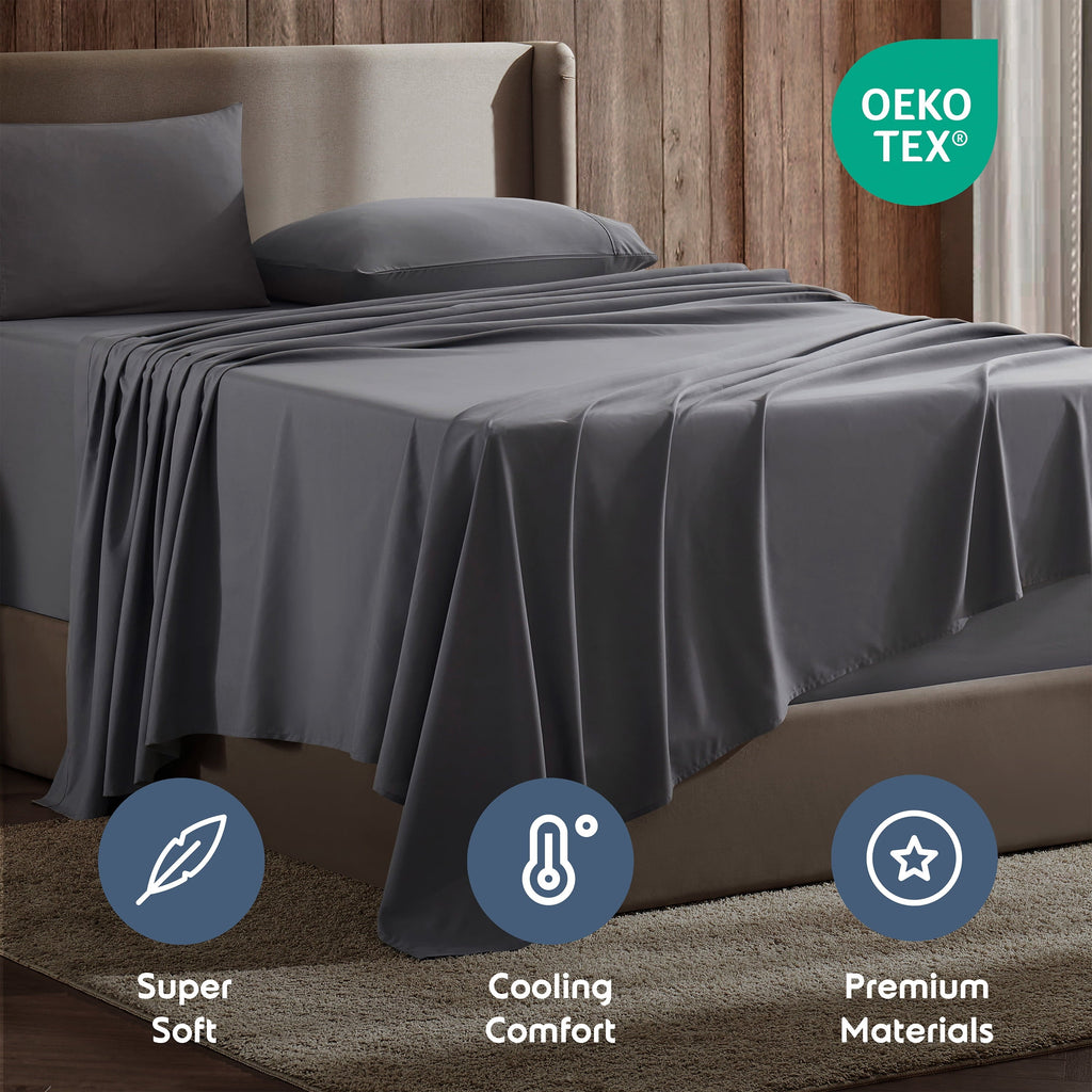 Ultra-Soft Queen Sheets Set, 1800 Series Extra Deep Pocket Sheets Queen Soft Microfiber Bed Sheets, 4 Piece Queen Sheet sets - Luxury Bed Sheet Set with Deep Pockets Detail