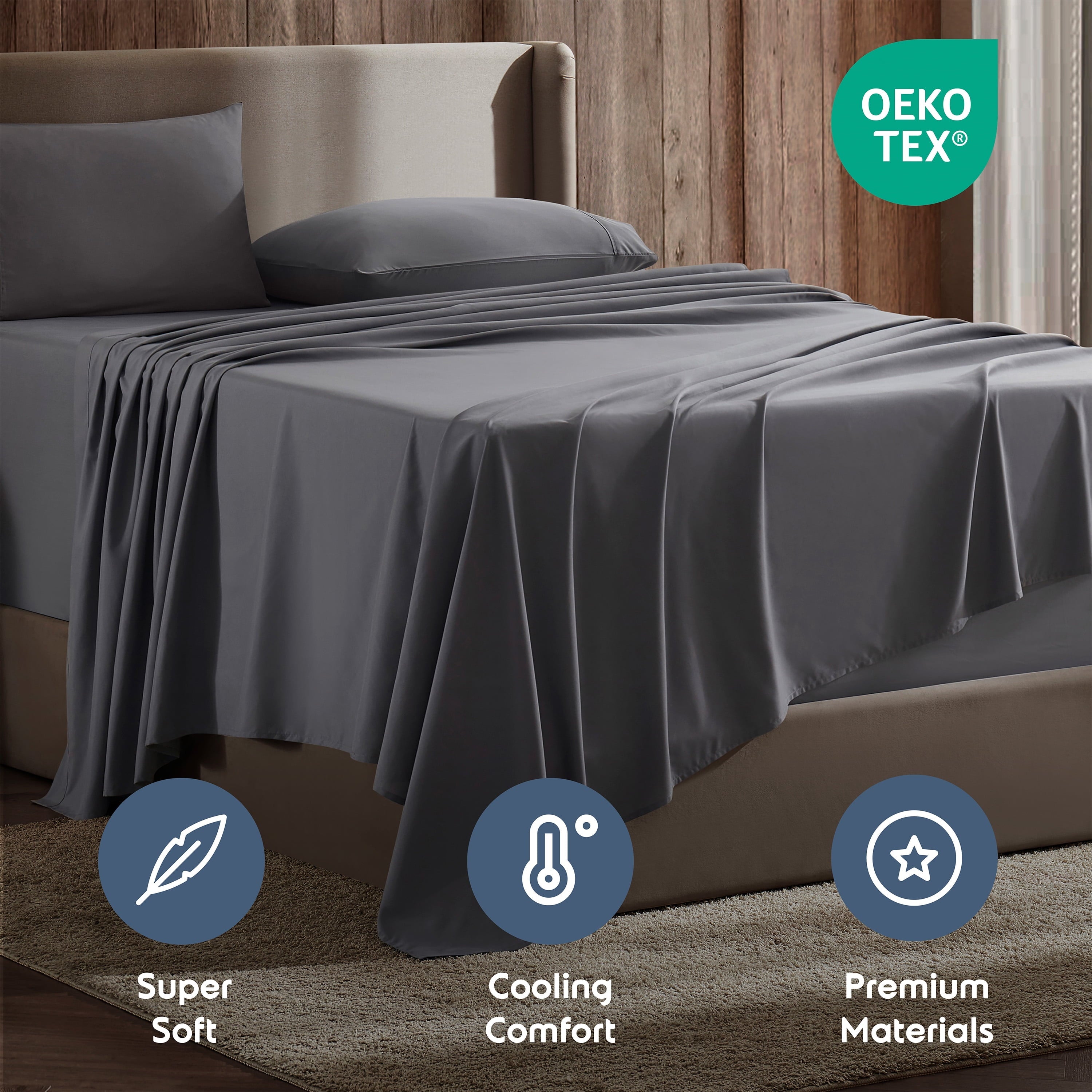 Ultra-Soft Queen Sheets Set, 1800 Series Extra Deep Pocket Sheets Queen Soft Microfiber Bed Sheets, 4 Piece Queen Sheet sets - Luxury Bed Sheet Set with Deep Pockets Detail
