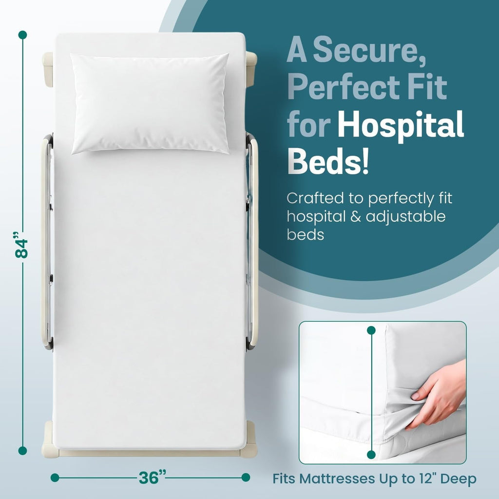 Cooling Sateen 2 Pack Fitted Hospital Bed Sheets with Elastic All Around for a Double Brushed Ultra Soft Breathable 100% Microfiber ... - Breathable Egyptian Cotton Flat & Fitted Sheets Detail