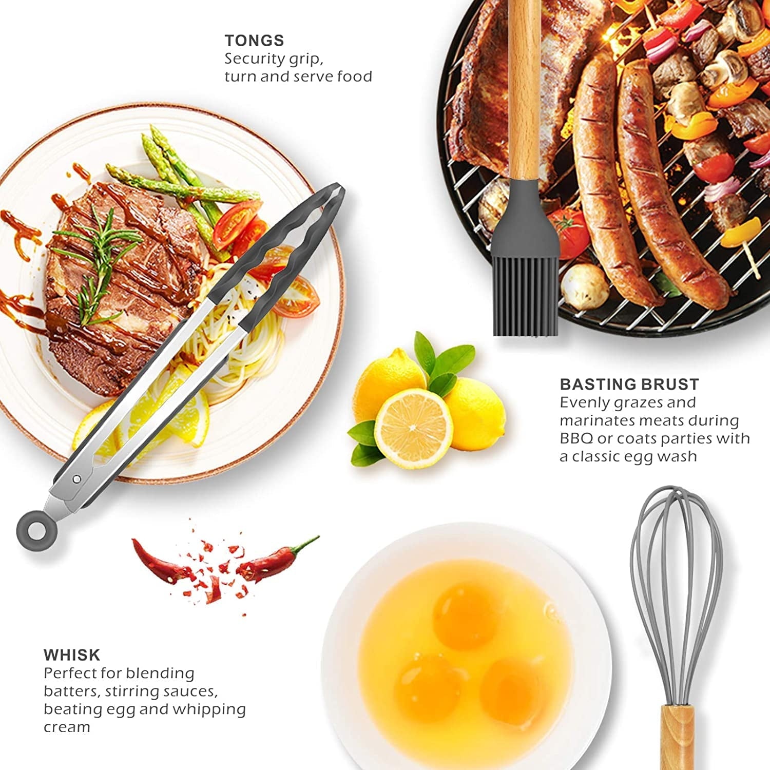 Seamless One-Piece Silicone Cooking Utensils Set - 446°F Heat Resistant Silicone Kitchen Utensils for Cooking,Kitchen Utensil Spatula Se... - Durable Turner & Ladle Utensil Set for Home Chefs Detail