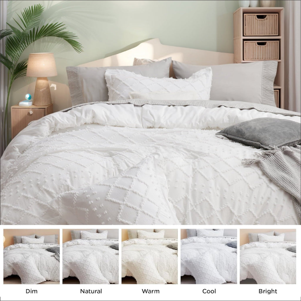 Fluffy Down Alternative Queen Comforter Set, Boho Tufted Shabby Chic Bedding Comforter Set, 3 Pieces Farmhouse Bed Set for All Seasons, White... - All-Season Down Alternative Comforter Insert Detail