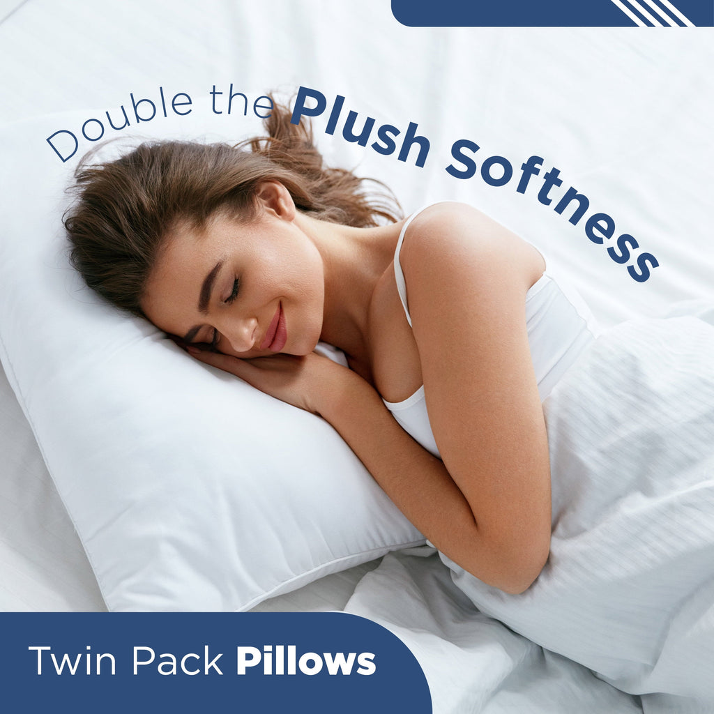 Hotel Collection 2-Pack Down Alternative White Bed Pillows, Standard - Ergonomic Memory Foam Pillow for Neck Pain Support Detail