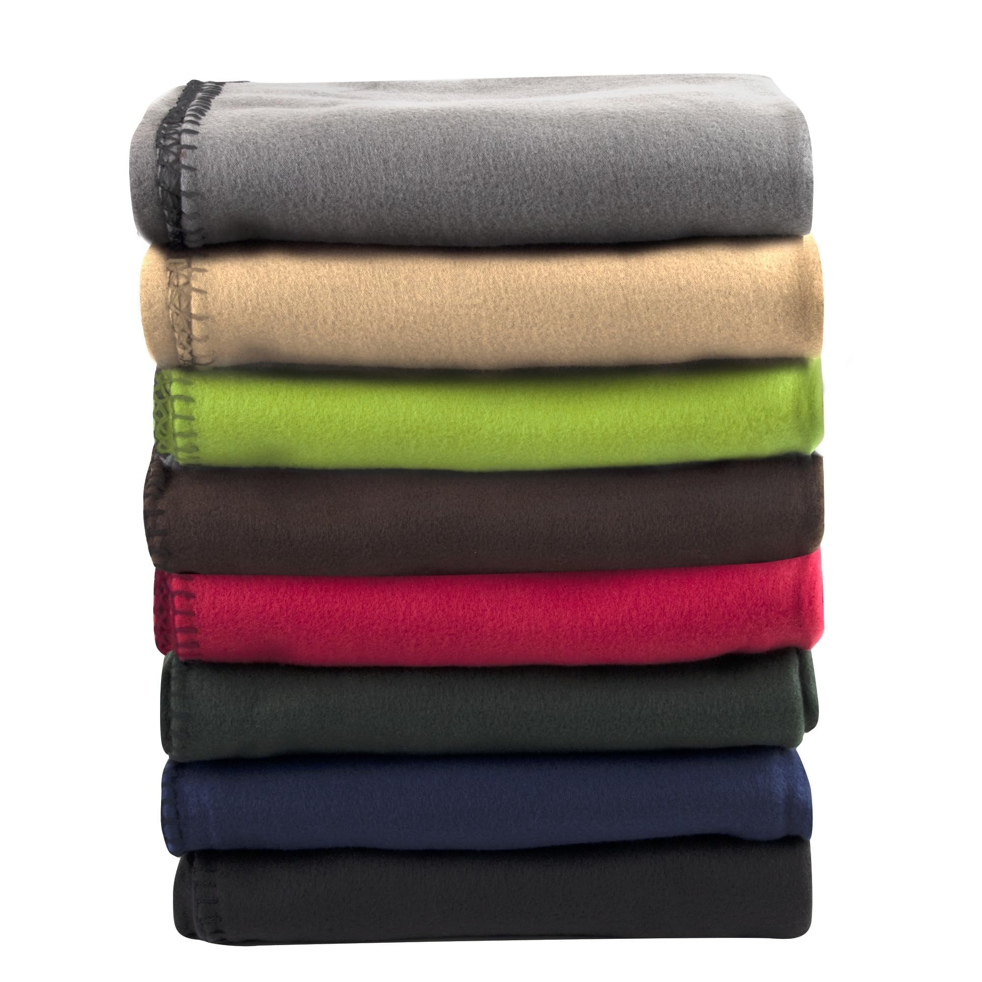 Super Soft Flannel 24 pack Trail maker 60”L x 50”W Solid Color Hypoallergenic Fleece Throw Blankets in Assorted Colors - Cozy Fleece Throw Blanket for Couch & Bed Detail