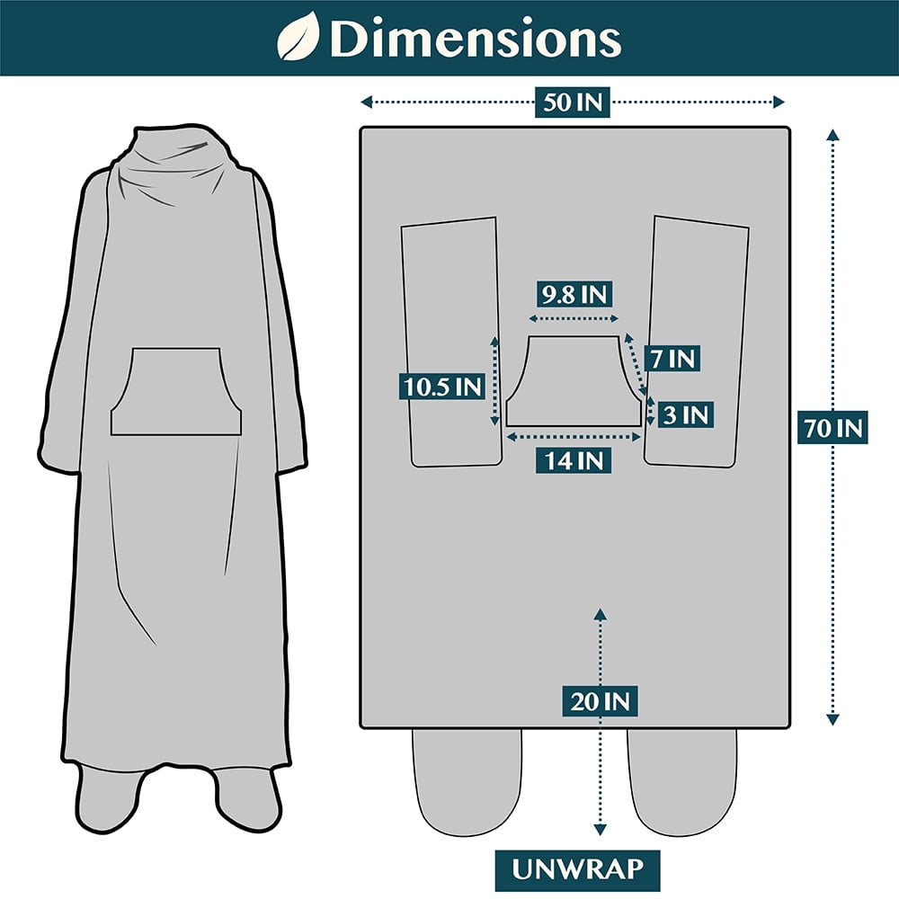 Super Soft Flannel Fleece Blanket with Sleeves, Foot Pockets for Women Men Adults, Plush Wearable Blanket Throw Wrap, Warm Snuggle Blank... - Luxury Knitted Decorative Throw Blanket with Fringes Detail