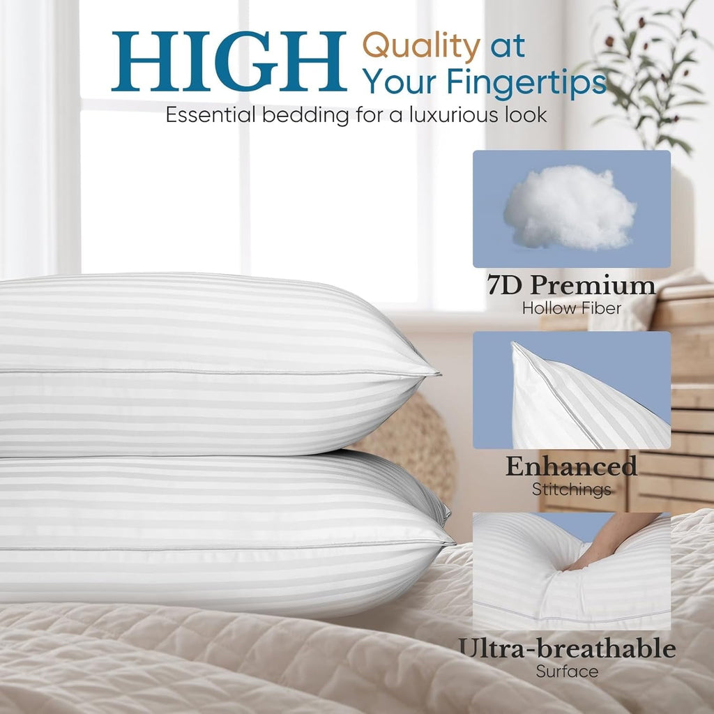 Ergonomic Memory Foam Pillow for Beds 2 Pack Queen Size Pillows Set of 2 Hypoallergenic Hotel Down Alternative Pillow for Side and Back Sle... - Hotel Quality Plush Sleeping Pillows Detail