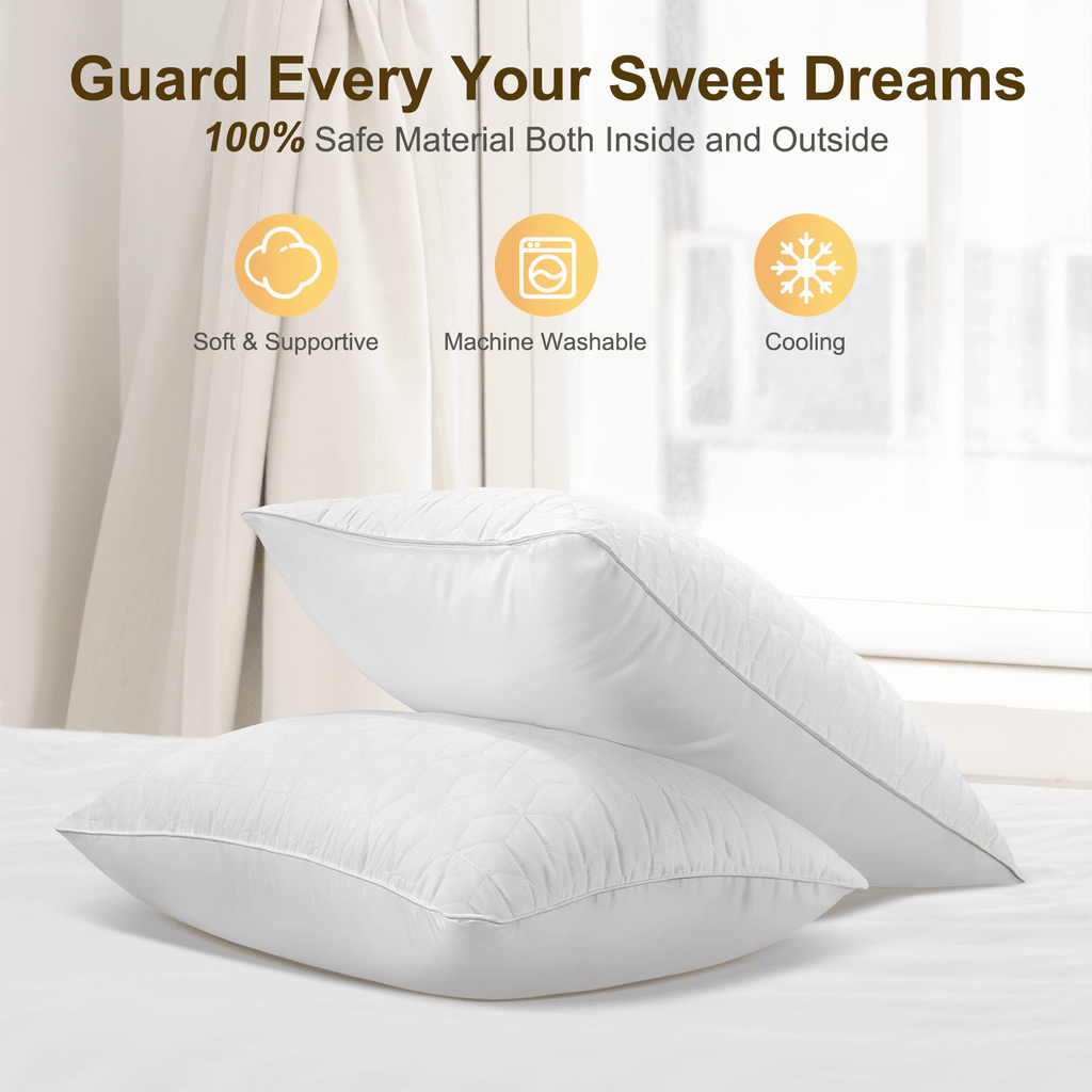 Fluffy Shredded Bed Pillows Queen Size Set of 2, Hotel Gusseted Pillows for Sleeping, Alternative to Down Pillows, Soft Supportive & ... - Decorative Throw Pillow Cushion for Sofa & Bed Detail