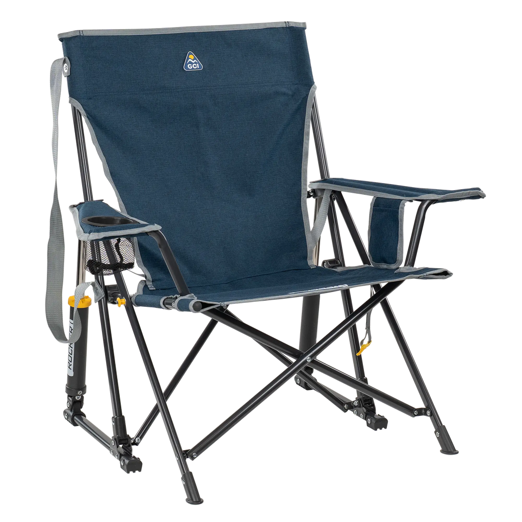 Smooth Motion Kickback Rocker - Choice 345 - Heavy-Duty Kickback Rocker with Beverage Holder - Heathered Indigo