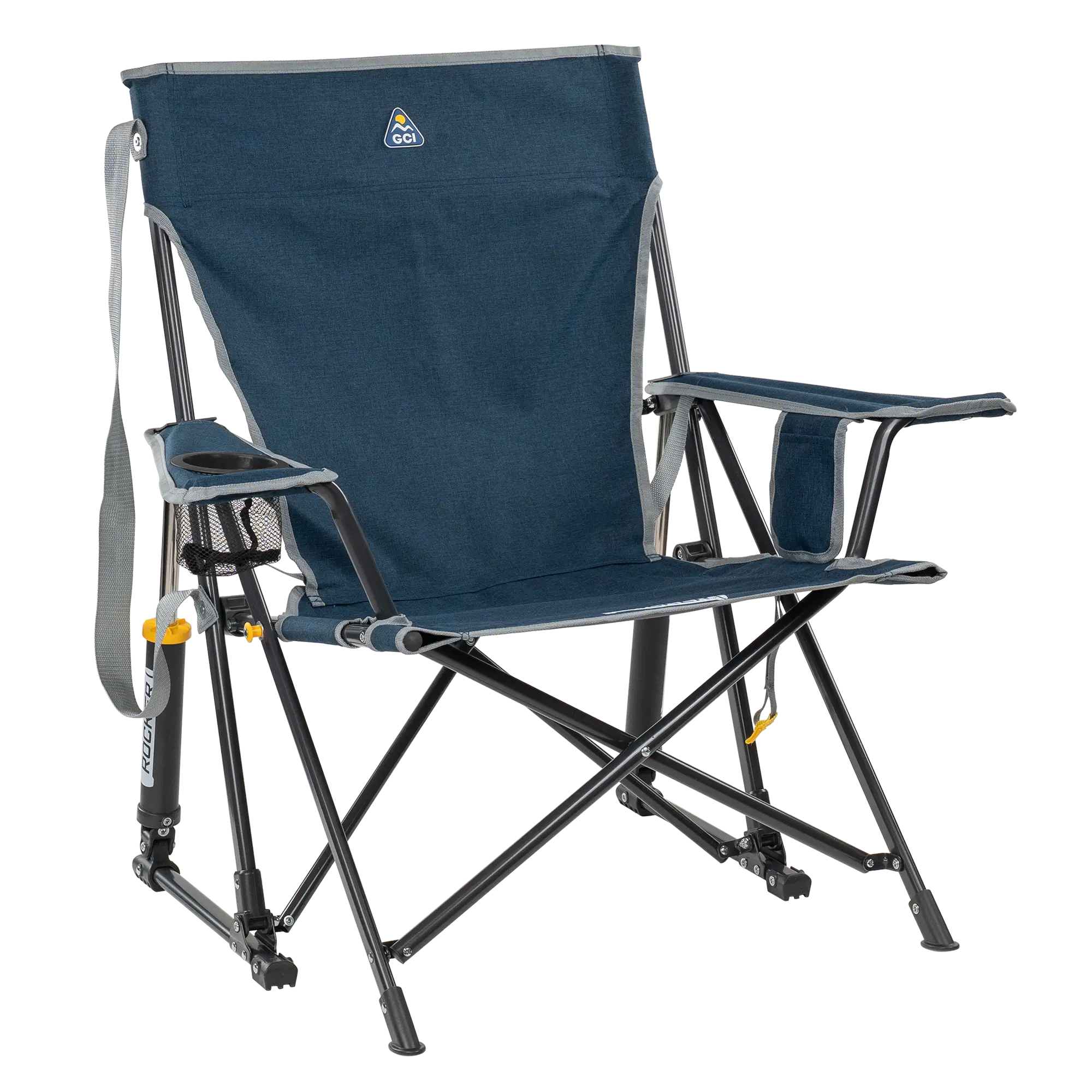 Smooth Motion Kickback Rocker - Choice 345 - Heavy-Duty Kickback Rocker with Beverage Holder - Heathered Indigo