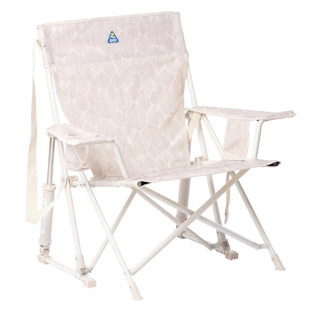 Smooth Motion Kickback Rocker - Choice 345 - Heavy-Duty Kickback Rocker with Beverage Holder - Soft Neutral Leaf