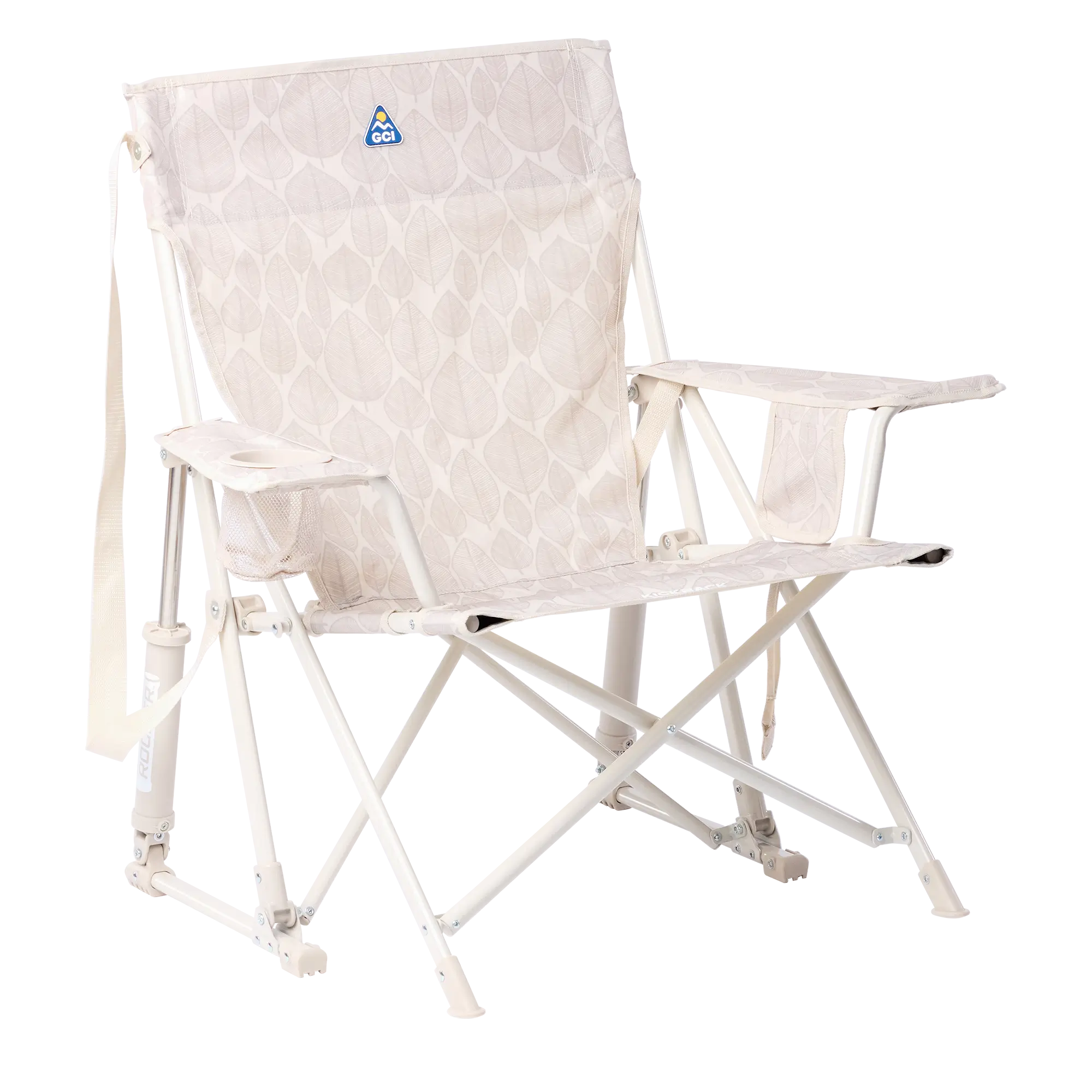 Smooth Motion Kickback Rocker - Choice 345 - Heavy-Duty Kickback Rocker with Beverage Holder - Soft Neutral Leaf