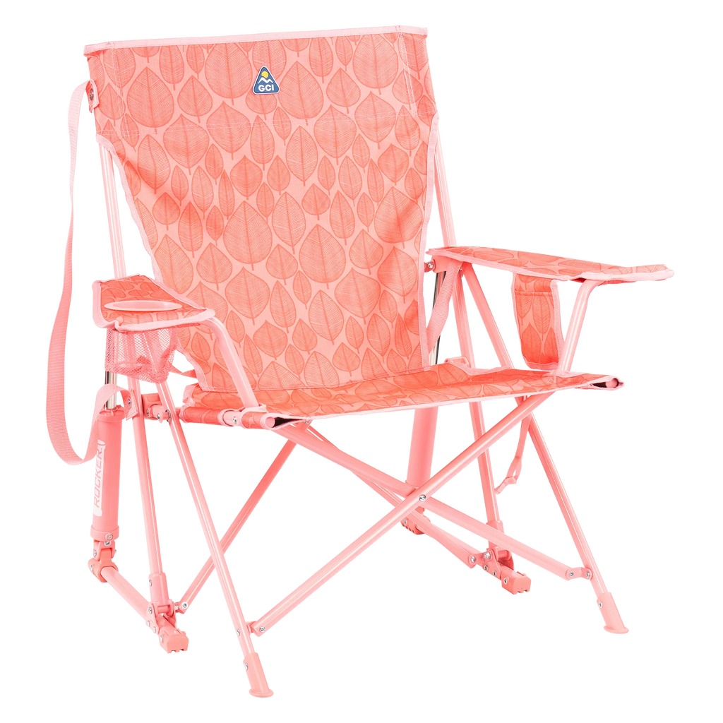Smooth Motion Kickback Rocker - Choice 345 - Heavy-Duty Kickback Rocker with Beverage Holder - Soft Pink Leaf