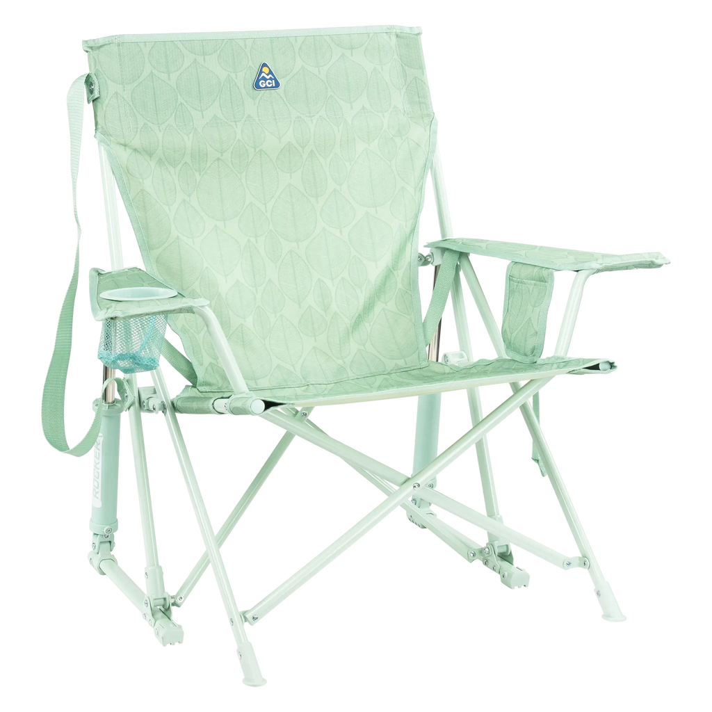 Smooth Motion Kickback Rocker - Choice 345 - Heavy-Duty Kickback Rocker with Beverage Holder - Pastel Green Leaf