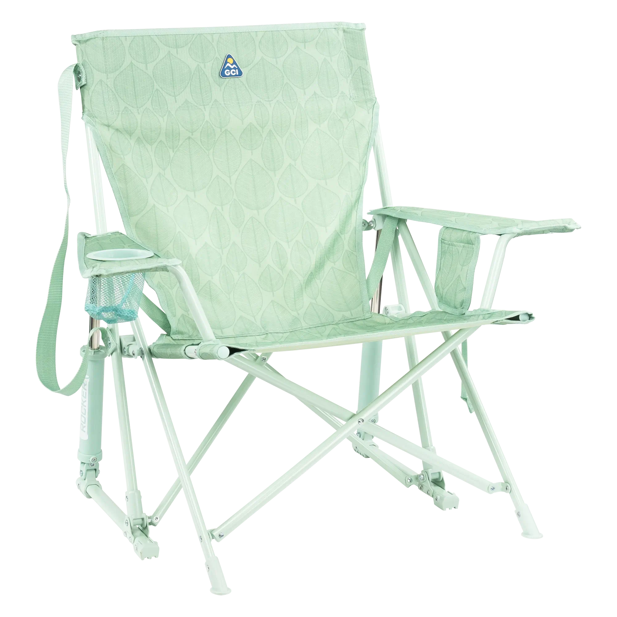 Smooth Motion Kickback Rocker - Choice 345 - Heavy-Duty Kickback Rocker with Beverage Holder - Pastel Green Leaf