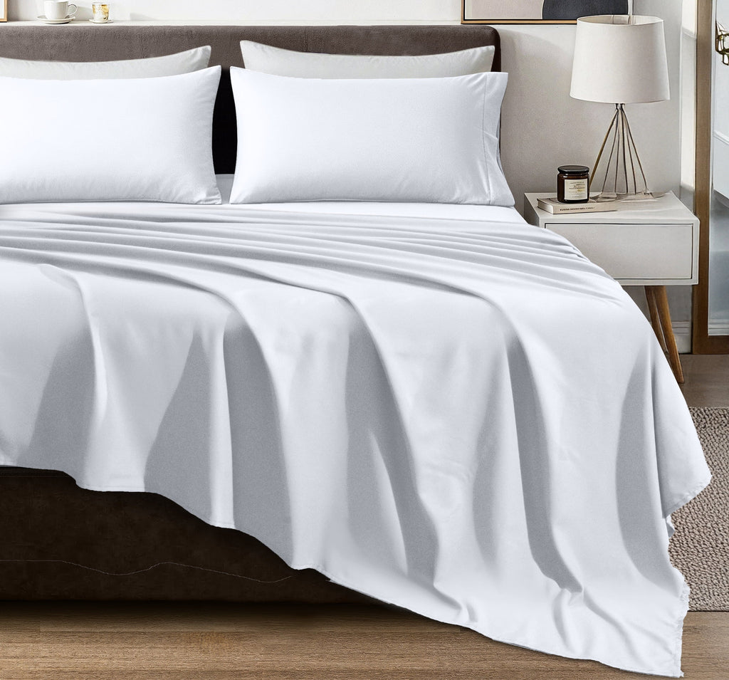 Ultra-Soft Queen Size Bed Sheet Set in Bright White – 4 Piece Microfiber Sheets, Ultra-Soft, Deep Pocket, Wrinkle-Resistant, Eas... - Luxury Bed Sheet Set with Deep Pockets Detail