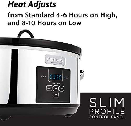 Large Capacity Crock-Pot 7 Quart Programmable Slow Cooker – Polished Platinum S23E - Digital Crock Pot Slow Cooker for Family Meals Detail