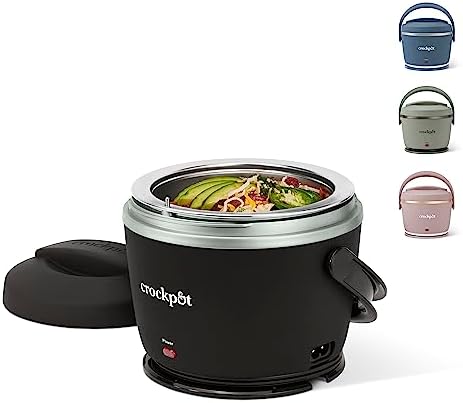 Rapid Heating Crock-Pot Electric Lunch Box Food Warmer 20oz – Black S26G - Portable Electric Lunch Box Food Warmer - Black Licorice