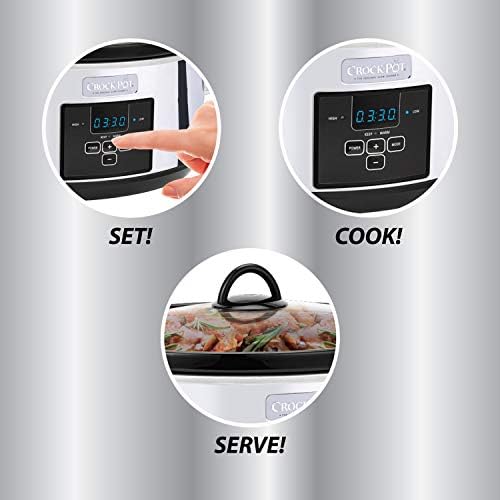 Large Capacity Crock-Pot 7 Quart Programmable Slow Cooker – Polished Platinum S23E - Digital Crock Pot Slow Cooker for Family Meals Detail
