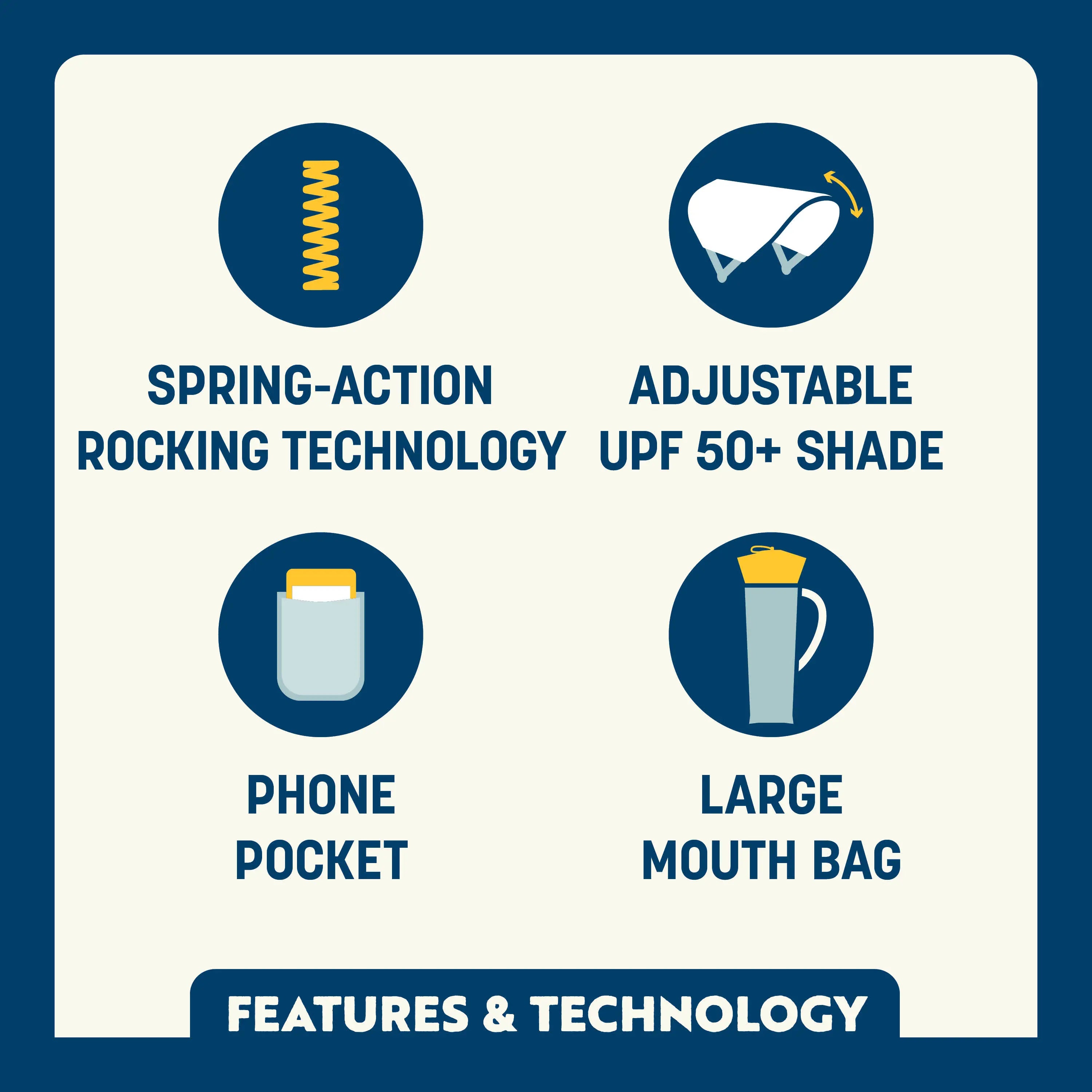 Patented Spring-Action SunShade Rocker - Choice 550 - Heavy-Duty Kickback Rocker with Beverage Holder Detail