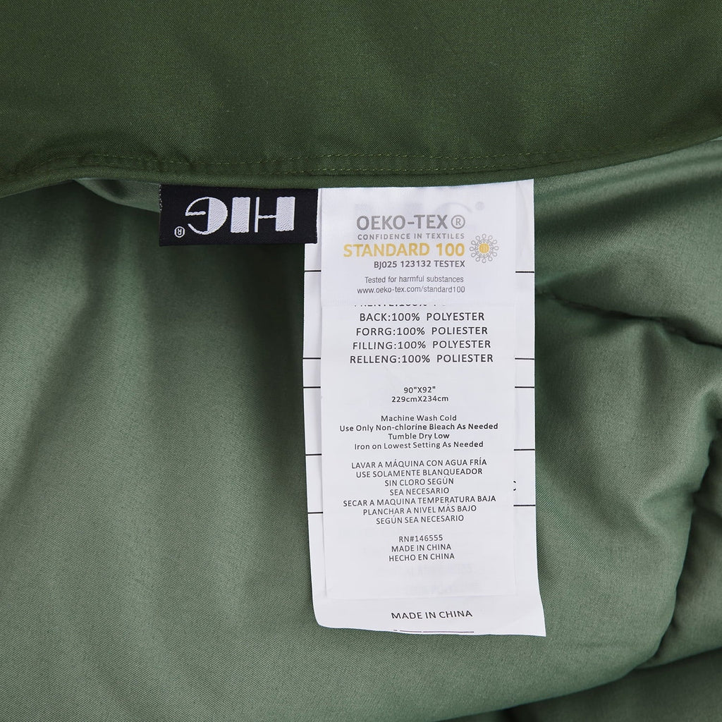 Fluffy Down Alternative Light Weight Down Alternative Comforter Set, Queen, Green, Reversible - Hypoallergenic Ultra-Fluffy Quilt for Winter Detail