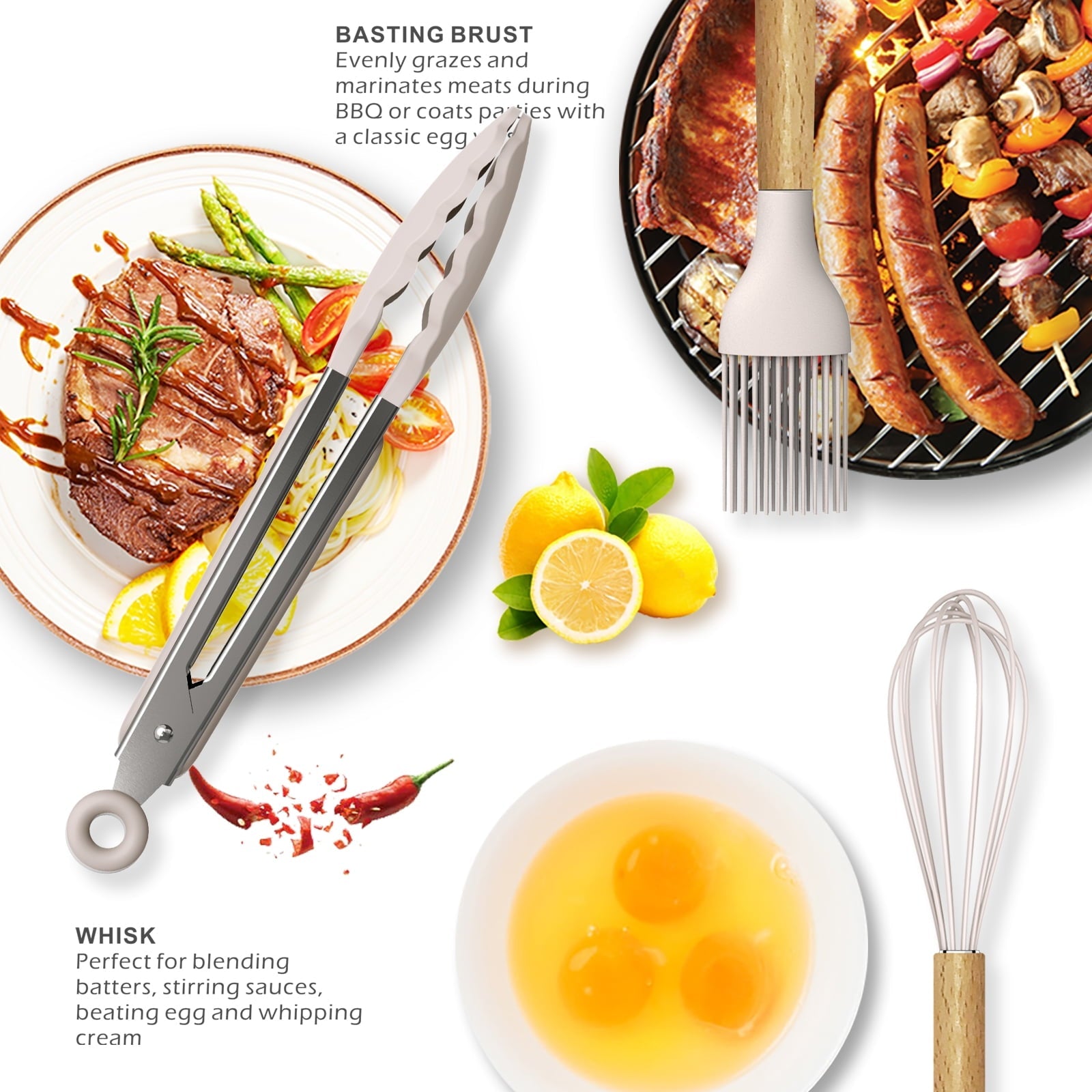 Heat-Resistant Silicone Cooking Utensils Set - 446°F Heat Resistant Silicone Kitchen Utensils for Cooking,Kitchen Utensil Spatula Se... - Durable Turner & Ladle Utensil Set for Home Chefs Detail